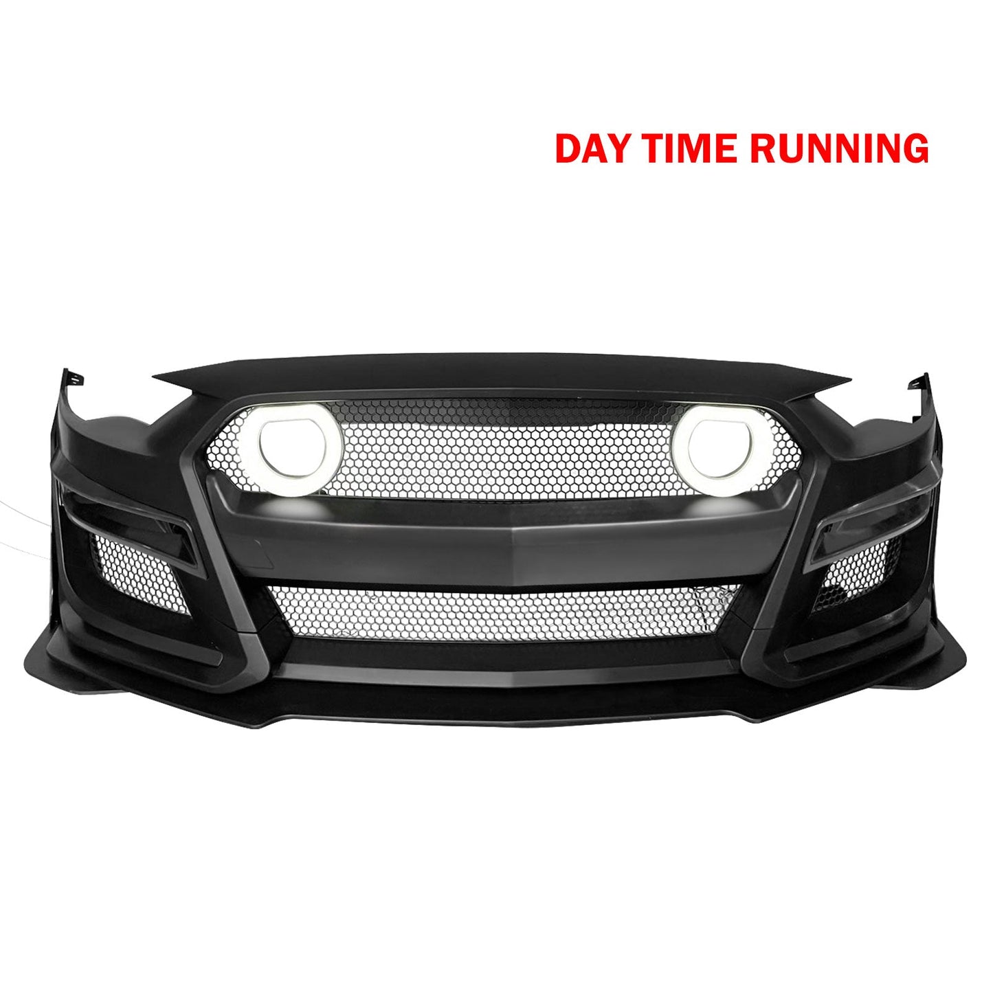 2018-2023 Ford Mustang GT500 Style Front Bumper Cover Lip LED Grille
