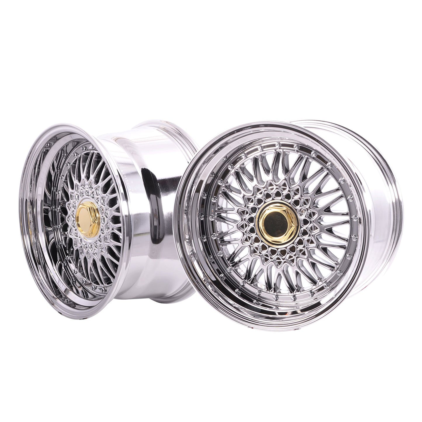 (2) 17X10 +25 5X100 / 5X114.3 Step Lip Deep Dish Mesh Wheels Rims
