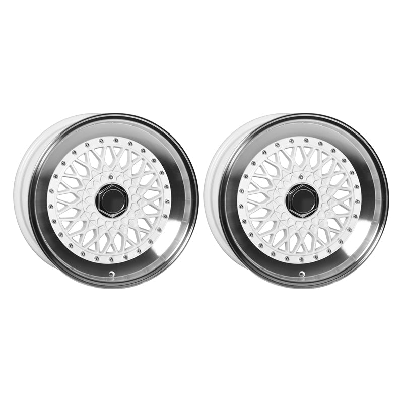(2) 17X8.5 +25 5X100 / 5X114.3 Step Lip Deep Dish Mesh Wheels Rim Pair
