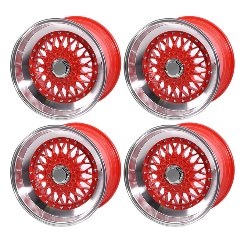 (4) 17X10 +30 5X100 / 5X114.3 Step Lip Deep Dish Mesh Wheels Rim