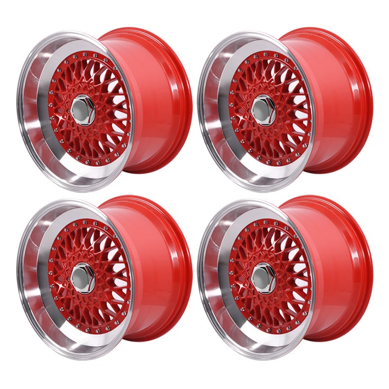 (4) 17X10 +30 5X100 / 5X114.3 Step Lip Deep Dish Mesh Wheels Rim