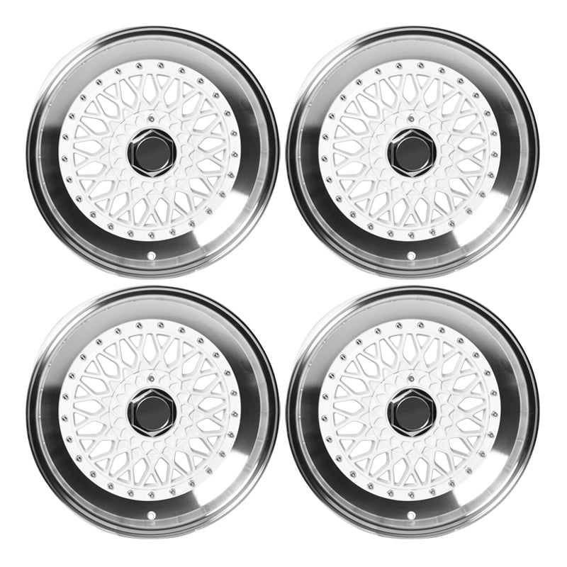 (4) 17X8.5 +25 5X100 / 5X114.3 Step Lip Deep Dish Mesh Wheels Rims