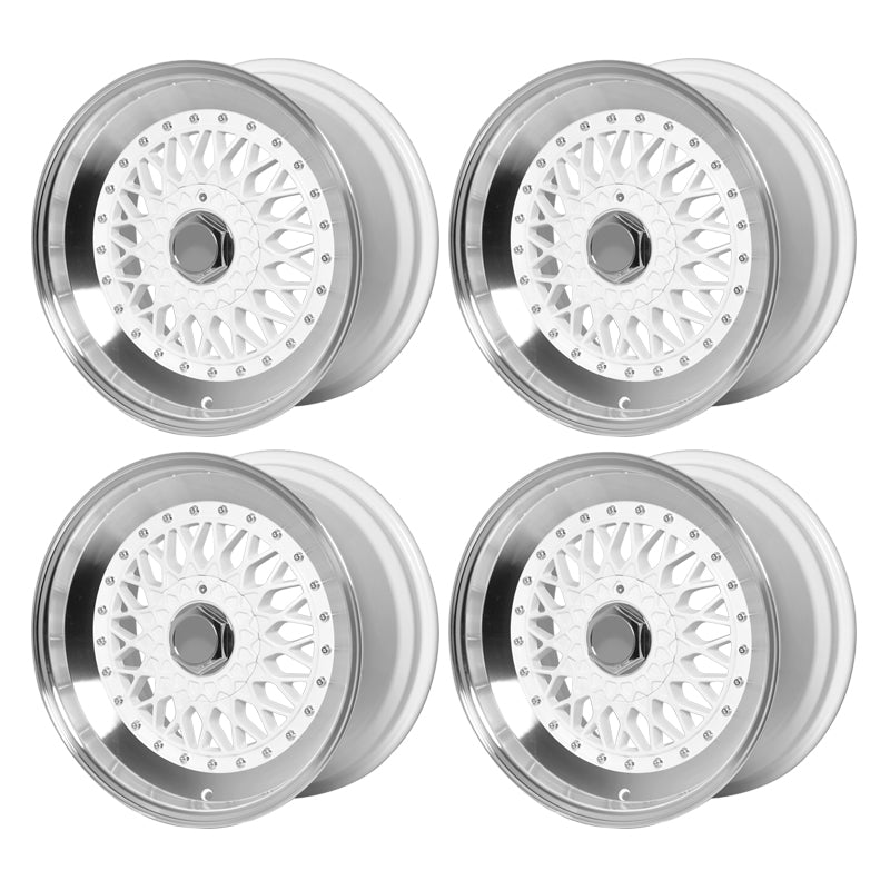 (4) 17X8.5 +25 5X100 / 5X114.3 Step Lip Deep Dish Mesh Wheels Rims