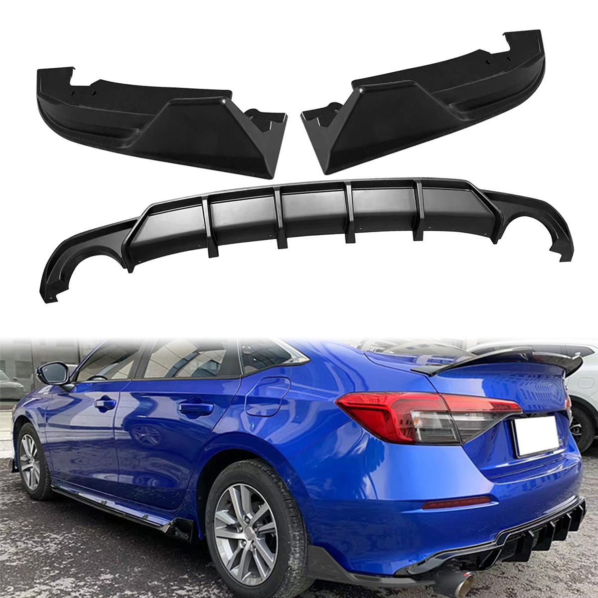 2022-2024 Honda Civic FE-C Rear Bumper Lip Diffuser Apron Matte Black