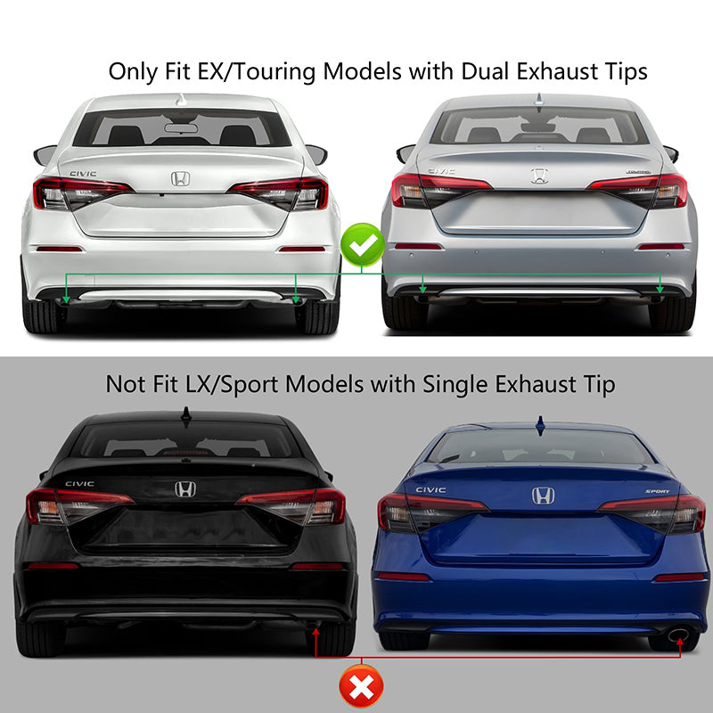 2022-2024 Honda Civic EX Touring Rear Bumper Cover Set + Exhaust Pipe
