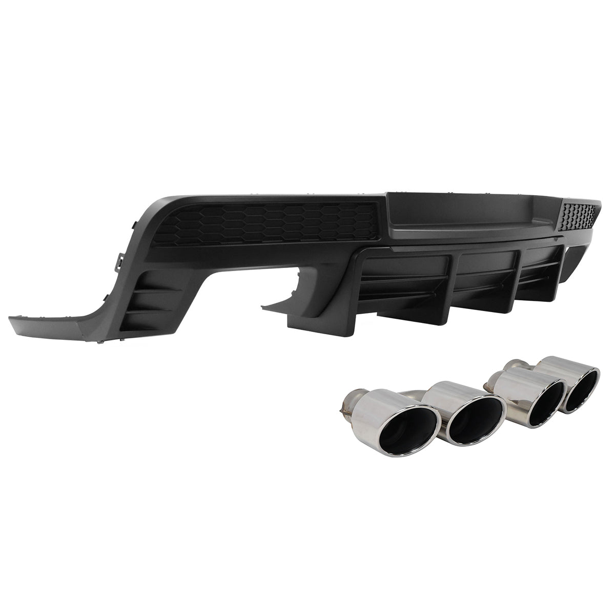 2014-2015 Chevy Camaro Black Rear Diffuser + Quad Exhaust Tips