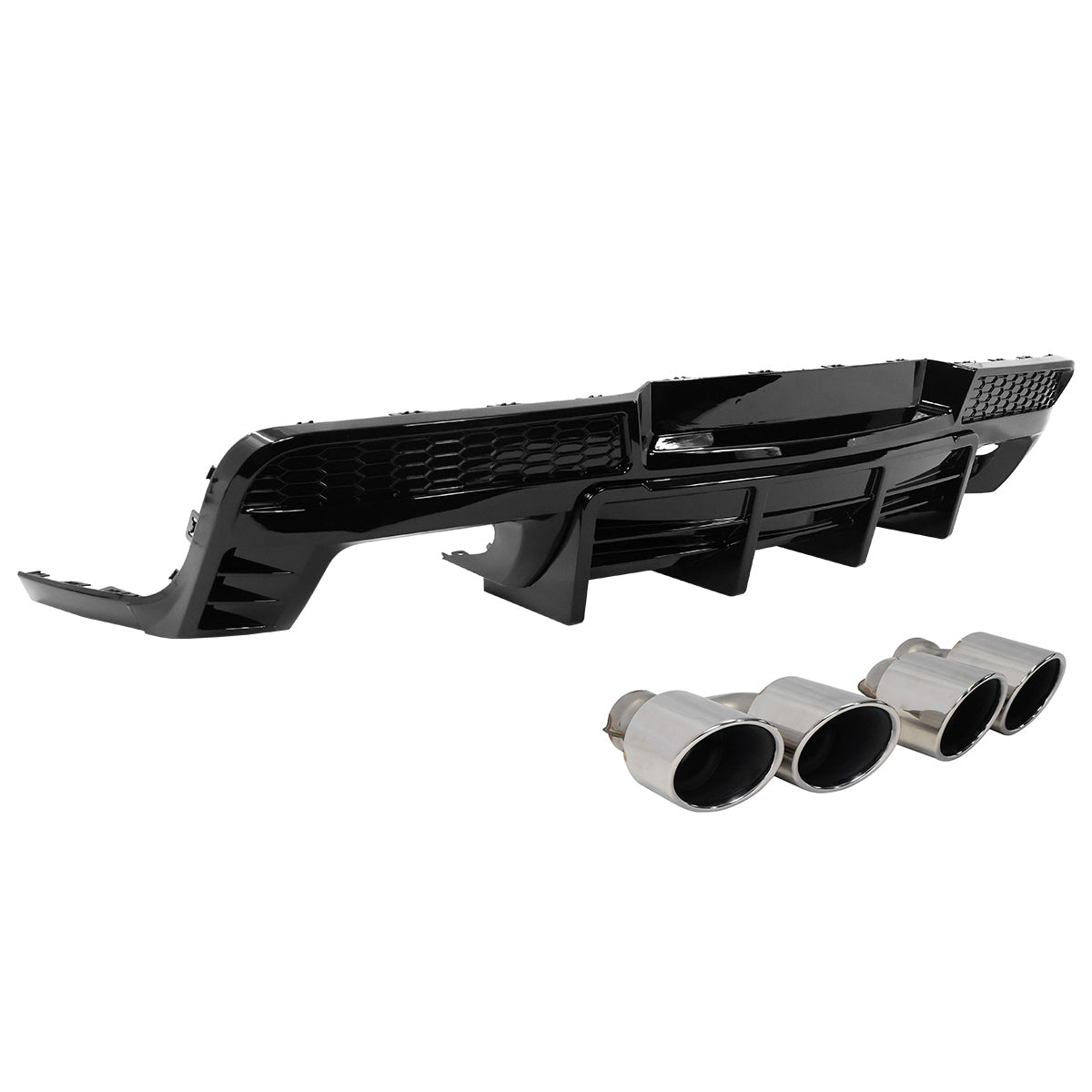 2014-2015 Chevy Camaro Black Rear Diffuser + Quad Exhaust Tips