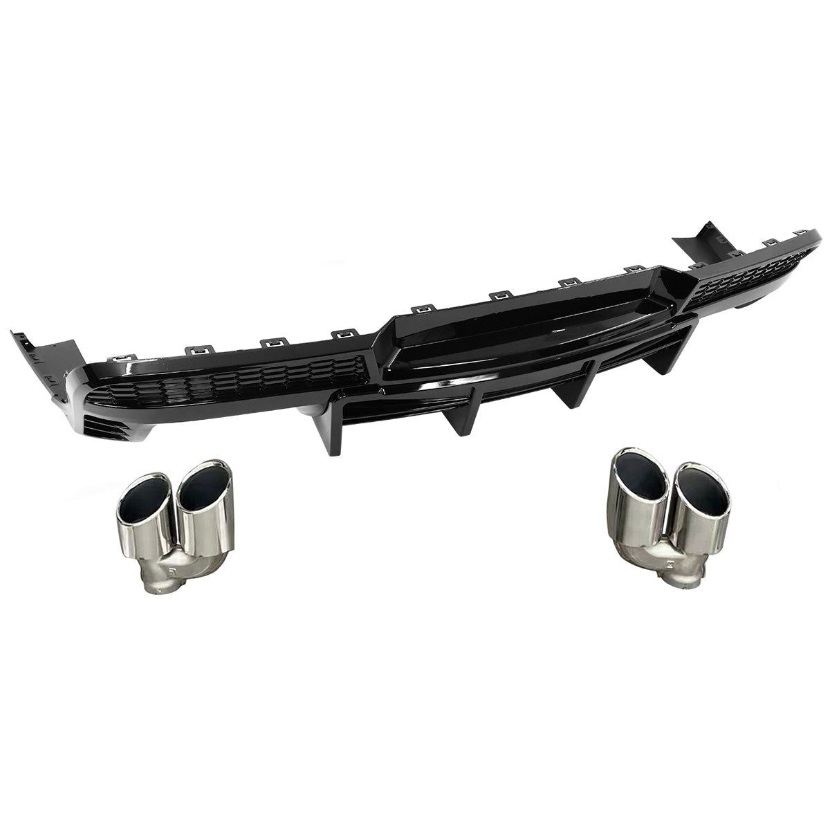 2014-2015 Chevy Camaro Black Rear Diffuser + Quad Exhaust Tips