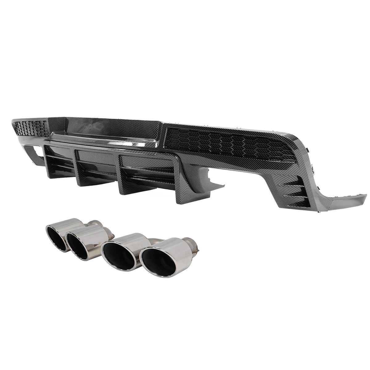 2014-2015 Chevy Camaro Black Rear Diffuser + Quad Exhaust Tips
