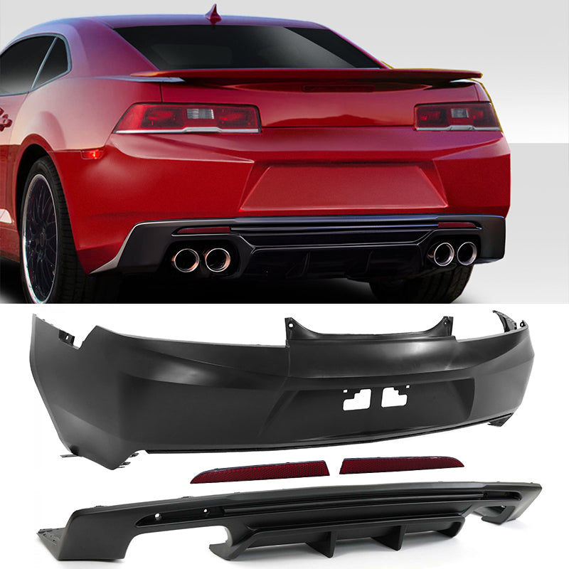 2014-2015 Chevy Camaro 6th ZL1 Style Rear Bumper+Diffsuer w/ Reflector
