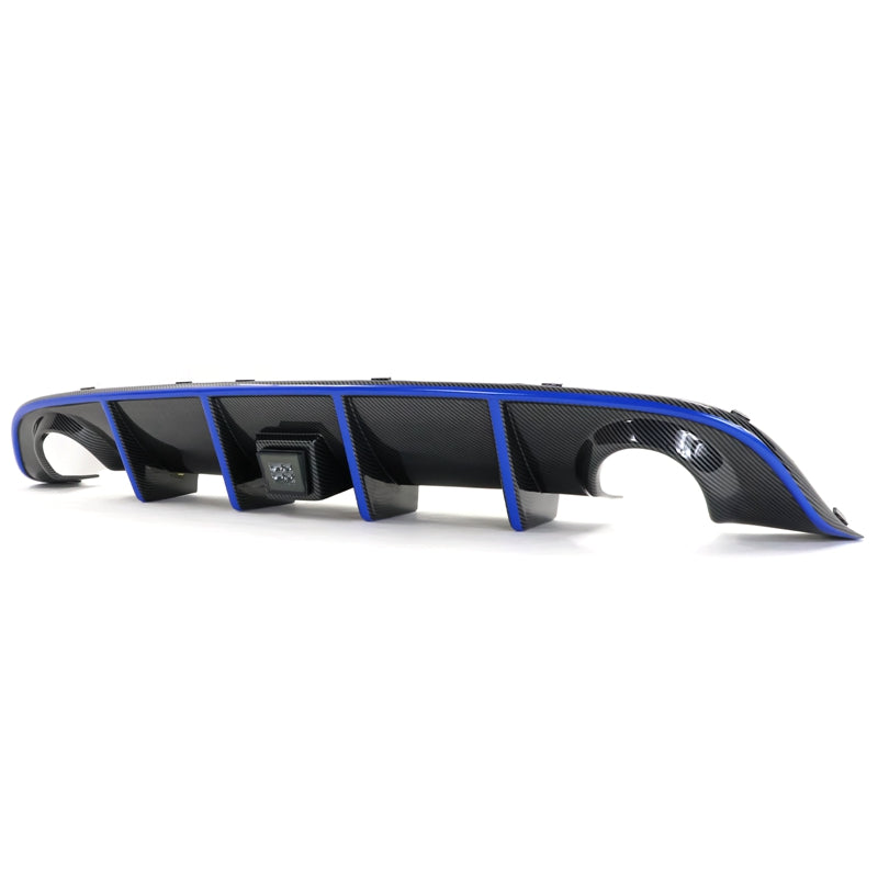 2015-2023 Dodge Charger LED Rear Diffuser Carbon Fiber Look Blue Tape