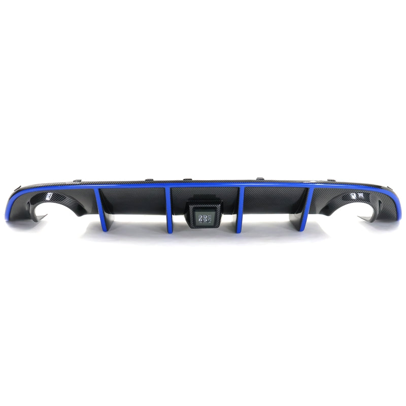 2015-2023 Dodge Charger LED Rear Diffuser Carbon Fiber Look Blue Tape