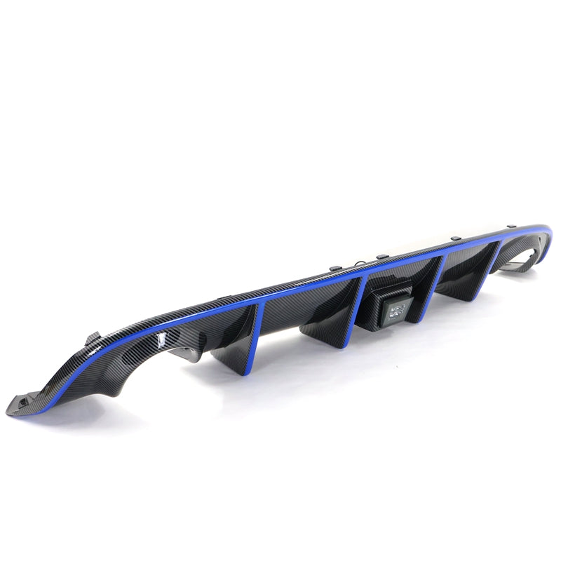 2015-2023 Dodge Charger LED Rear Diffuser Carbon Fiber Look Blue Tape