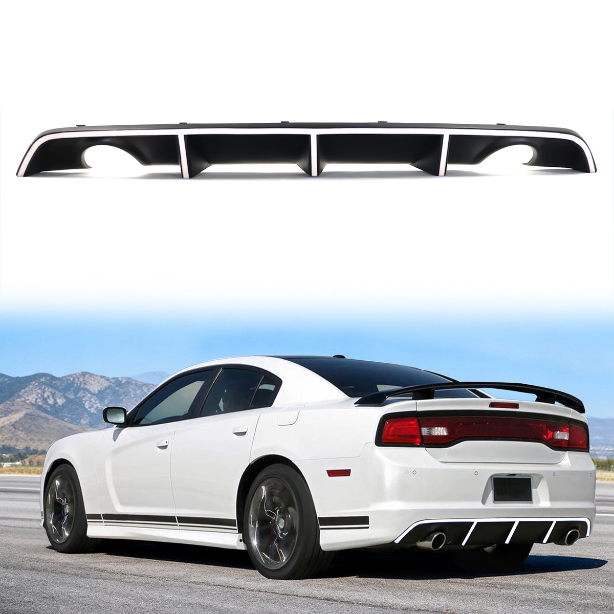 2012-2014 Dodge Charger OE Style Rear Diffuser + Reflective Tape