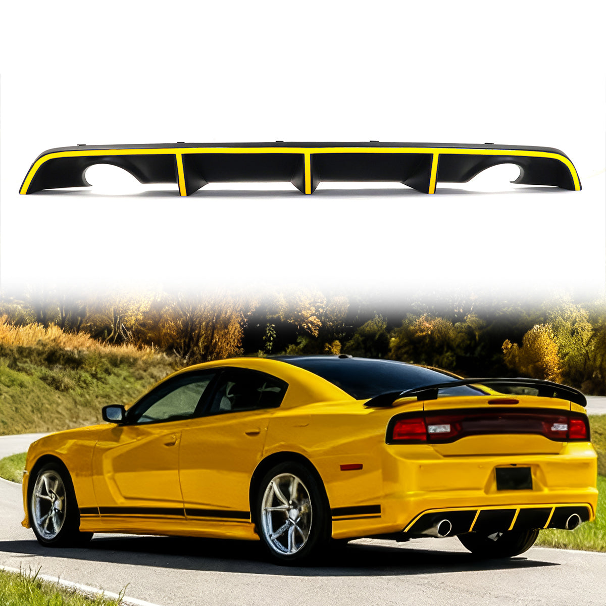 2012-2014 Dodge Charger OE Style Rear Diffuser + Reflective Tape