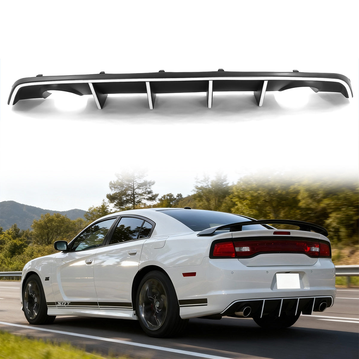 2012-2014 Charger SRT8 V2 Style Rear Diffuser w/ Reflective Tape