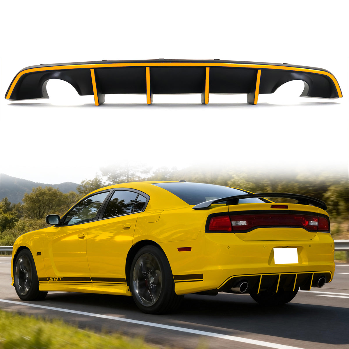 2012-2014 Charger SRT8 V2 Style Rear Diffuser w/ Reflective Tape