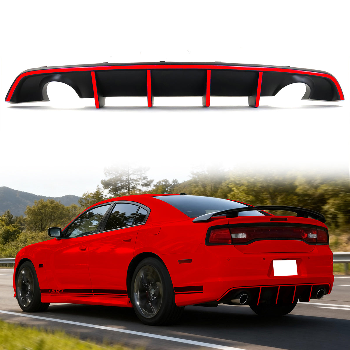 2012-2014 Charger SRT8 V2 Style Rear Diffuser w/ Reflective Tape