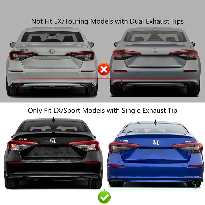 2022-2024 Honda Civic LX Sport Rear Bumper Cover Set + Exhaust Pipe