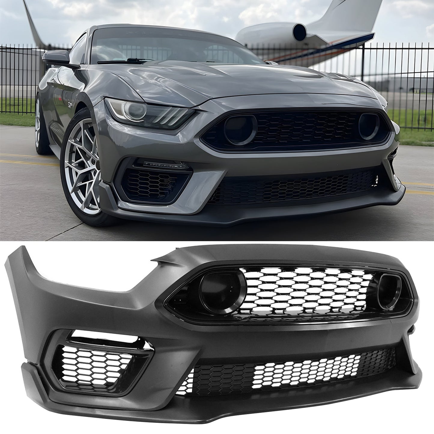2015-2017 Ford Mustang EcoBoost Front Bumper Cover Lower Upper Grill
