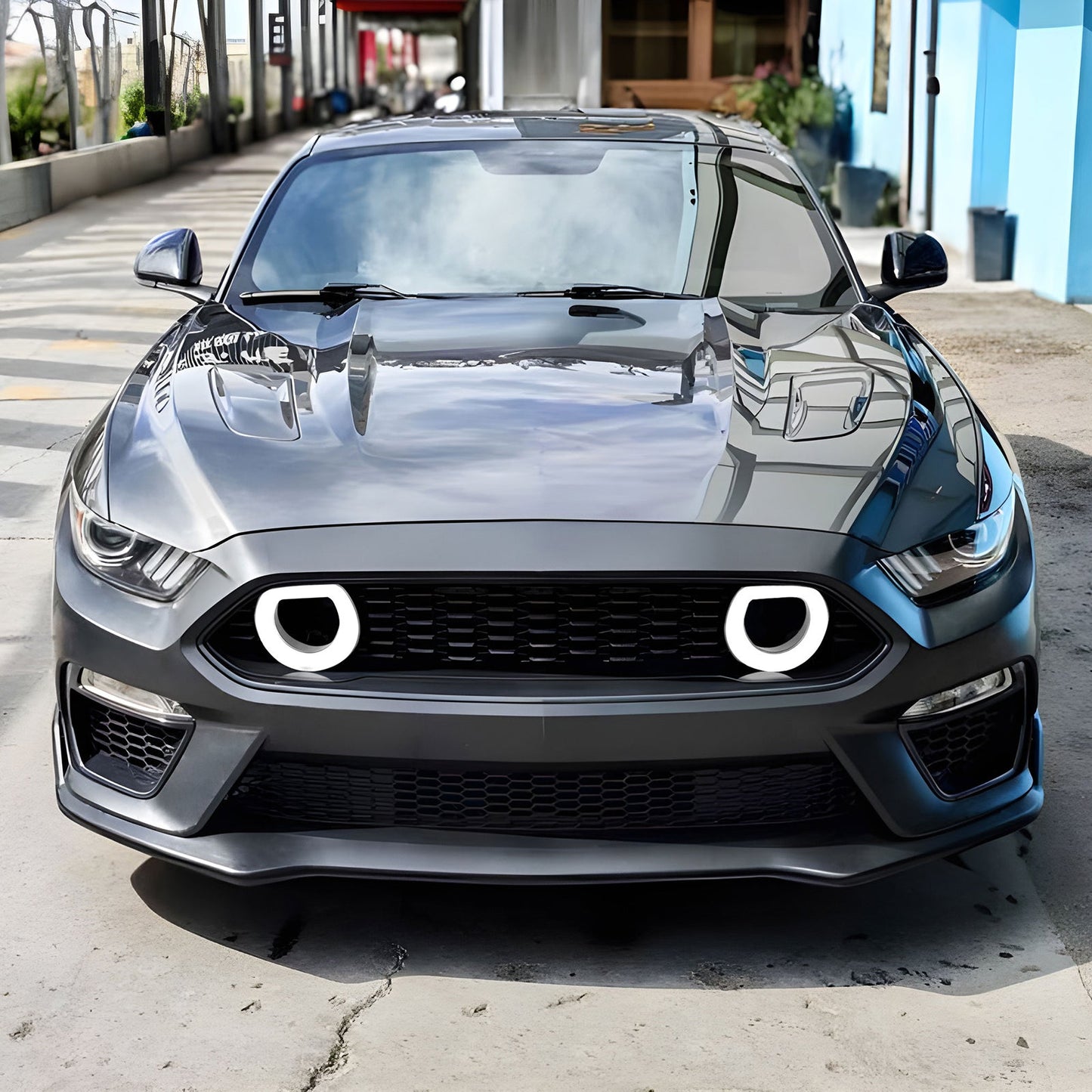 2015-2017 Ford Mustang Front Bumper Cover Lower Upper Grills W/ LED