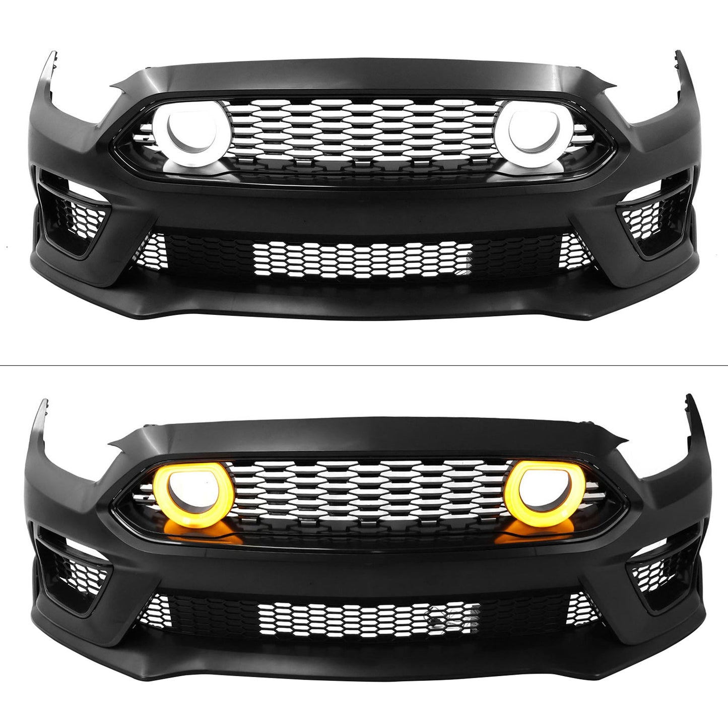 2015-2017 Ford Mustang Front Bumper Cover Lower Upper Grills W/ LED