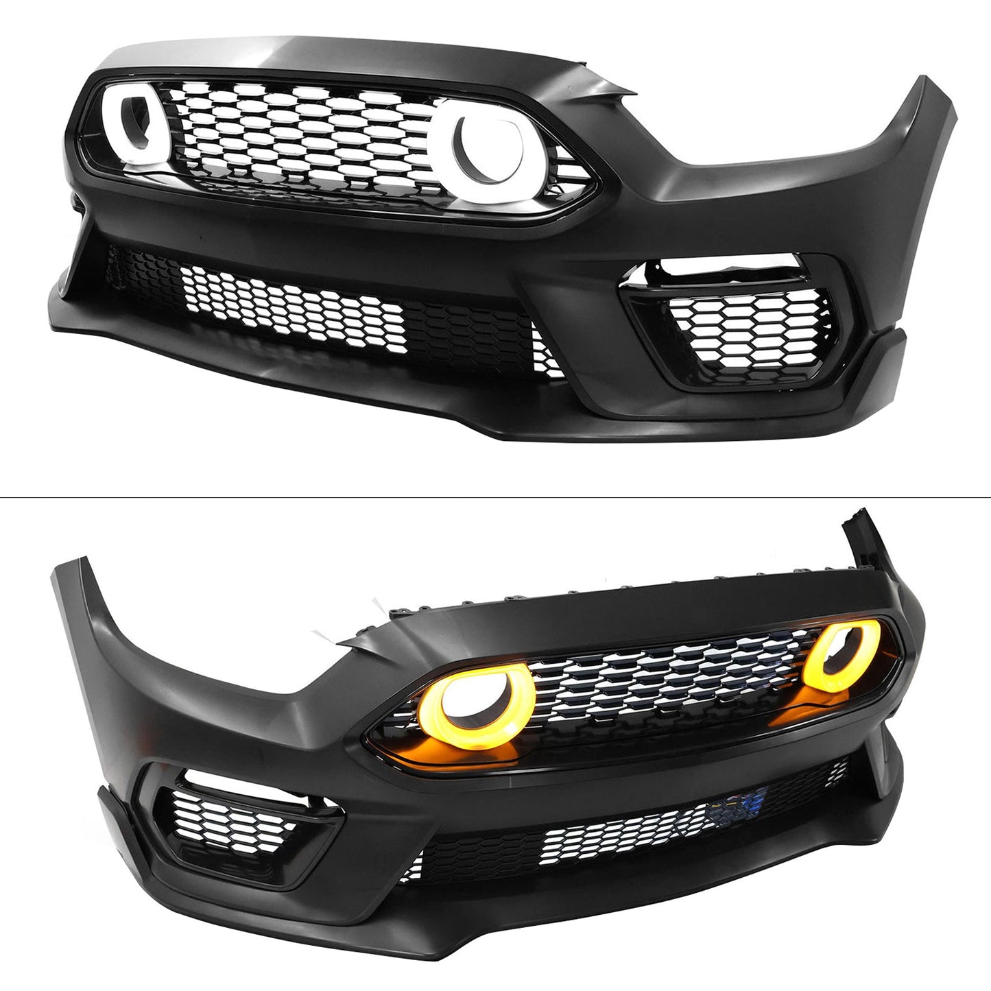 2015-2017 Ford Mustang Front Bumper Cover Lower Upper Grills W/ LED