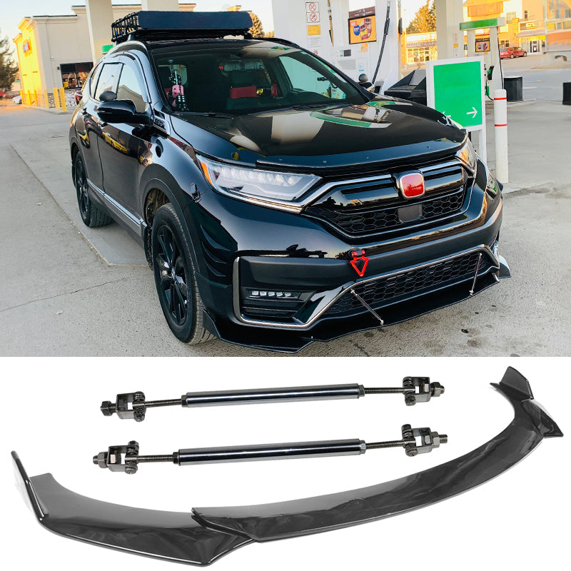 Honda Civic 62"-66" 3PCS A Style Black Front Lip with Strut Rods