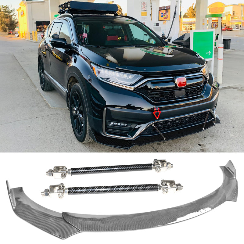Honda Civic 62"-66" 3PCS A Style Black Front Lip with Strut Rods