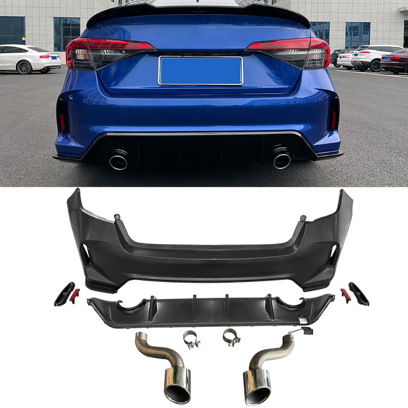 2022-2024 Honda Civic Sedan Rear Bumper Cover + Diffuser +Exhaust Pipe