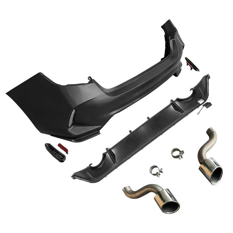 2022-2024 Honda Civic Sedan Rear Bumper Cover + Diffuser +Exhaust Pipe