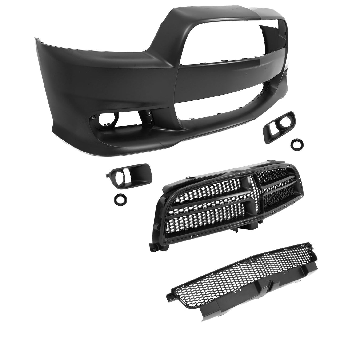 2011-2014 Dodge Charger SRT8 Front Bumper Cover + Grilles Unpainted PP
