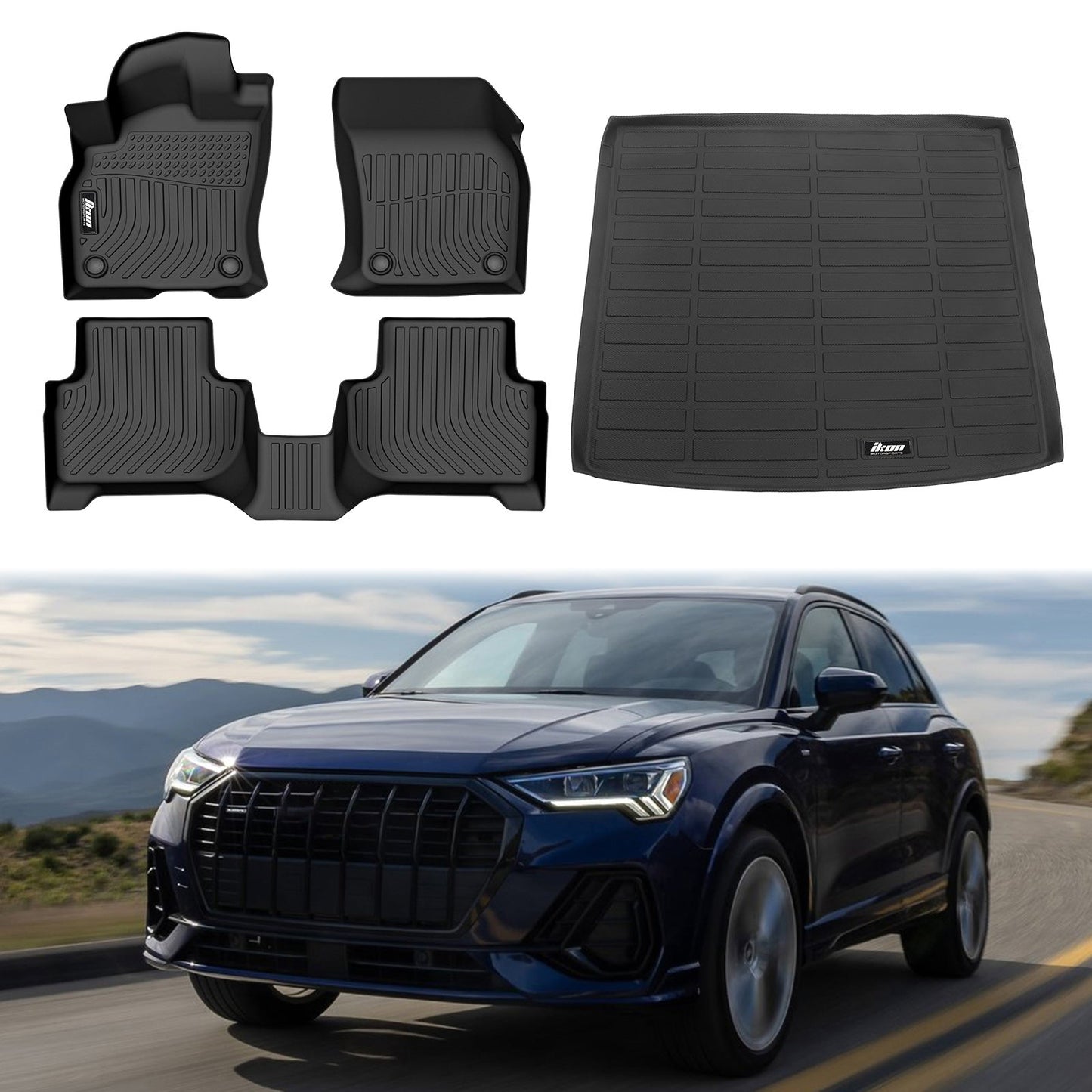 2019-2024 Audi Q3 3D Molded Black All Weather Floor Mats Trunk Mat TPE