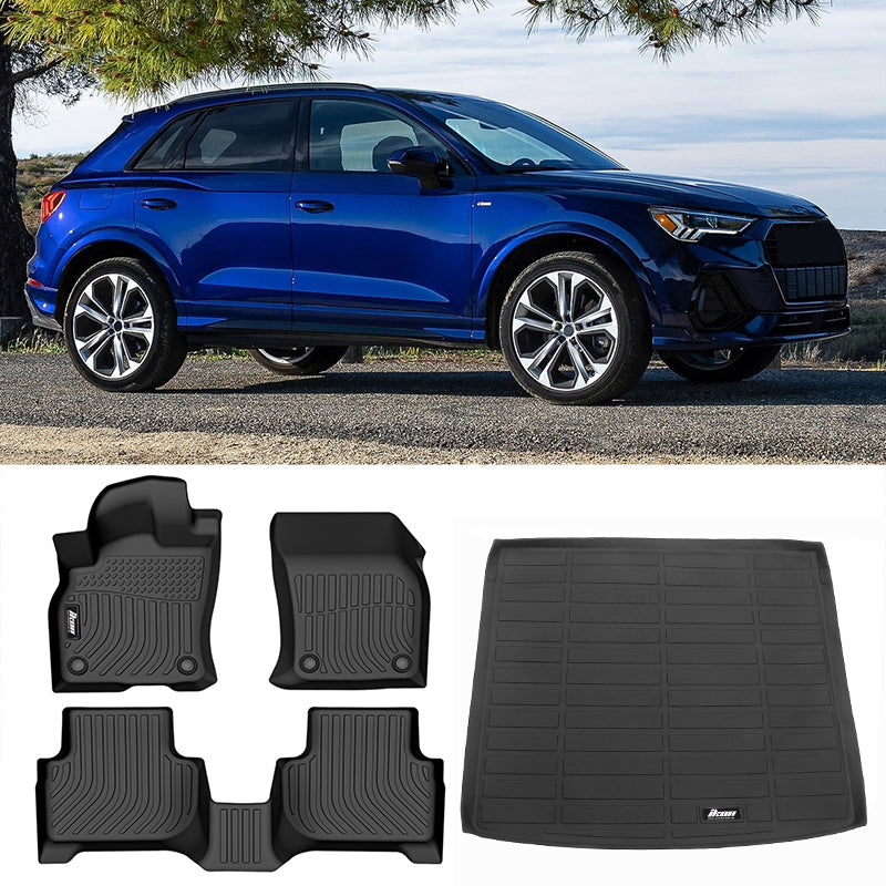 2019-2024 Audi Q3 3D Molded Black All Weather Floor Mats Trunk Mat TPE