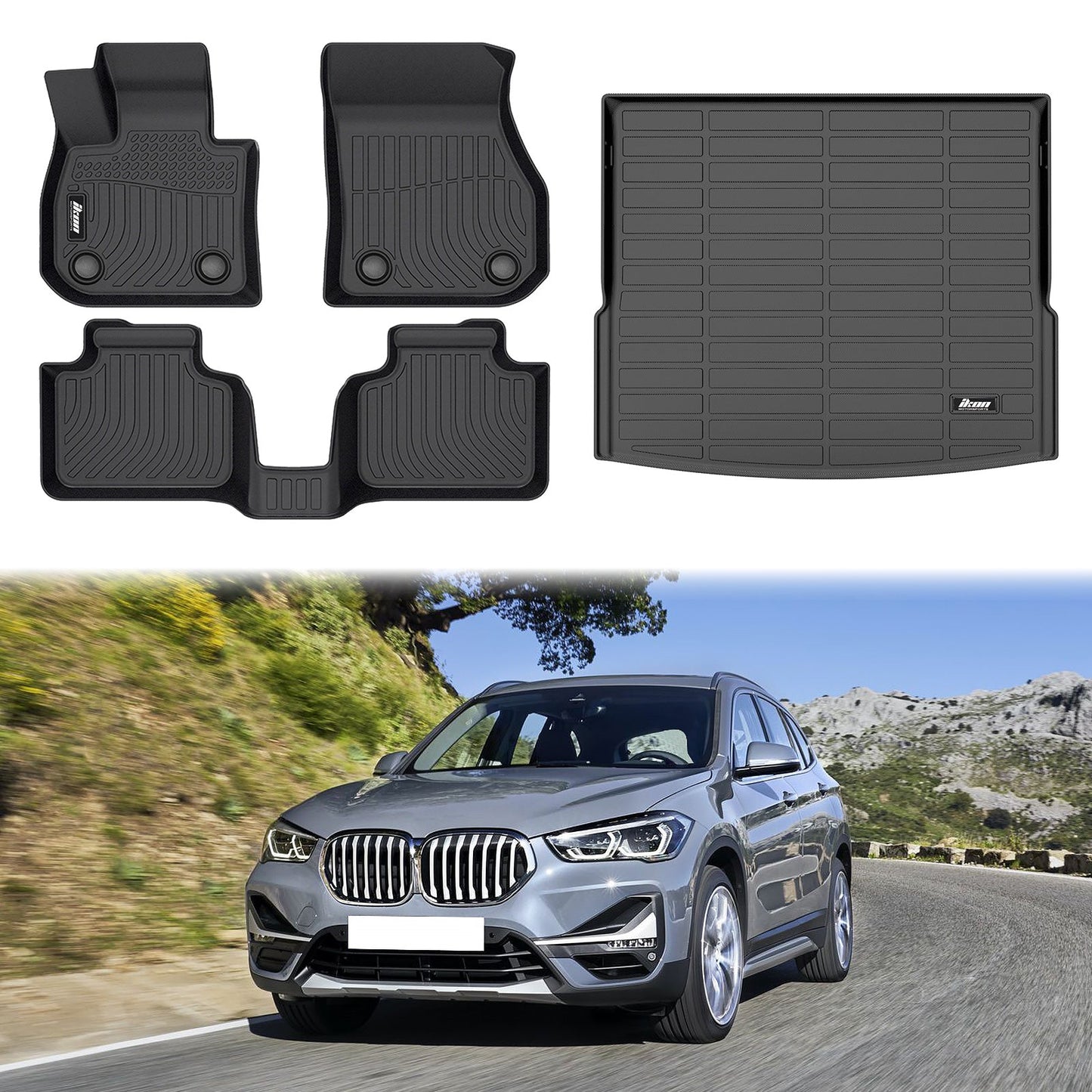 2023-2024 BMW X1 All Weather 3D Black Floor Mats Carpet Trunk Mat TPE