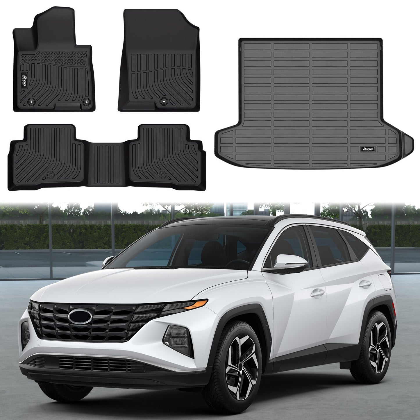 2022-2024 Hyundai Tucson Hybrid 3D Black Floor Mats + Trunk Mat TPE