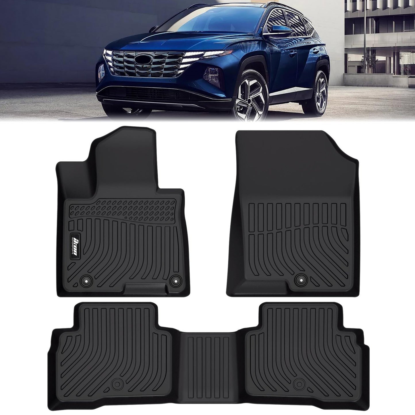 2022-2024 Hyundai Tucson Hybrid 3D Black Floor Mats + Trunk Mat TPE