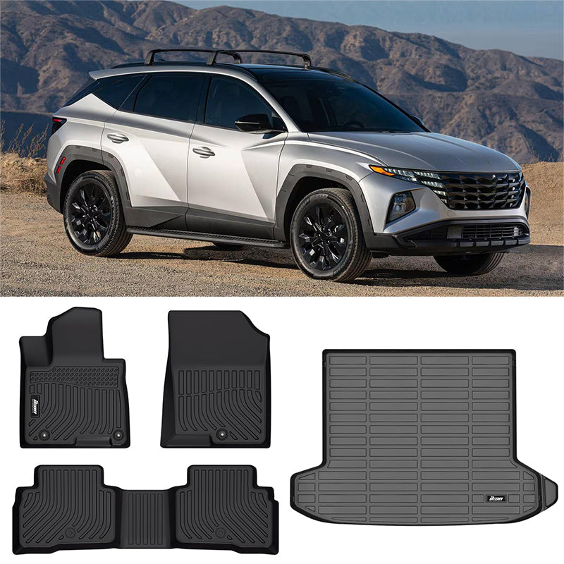2022-2024 Hyundai Tucson Hybrid 3D Black Floor Mats + Trunk Mat TPE