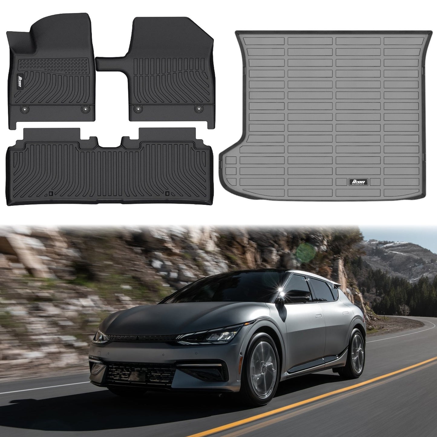 2022-2024 Kia EV6 All Weather 3D Floor Mat Carpets + Trunk Mat TPE
