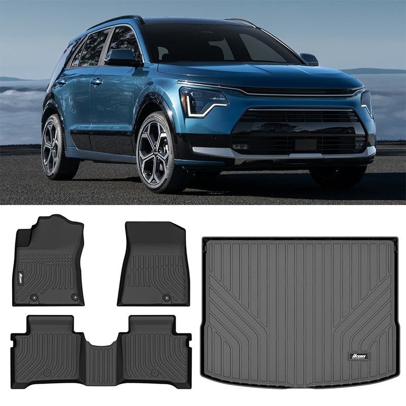 2023-2024 Kia Niro All Weather 3D Floor Mats Carpets TPE + Trunk Mat