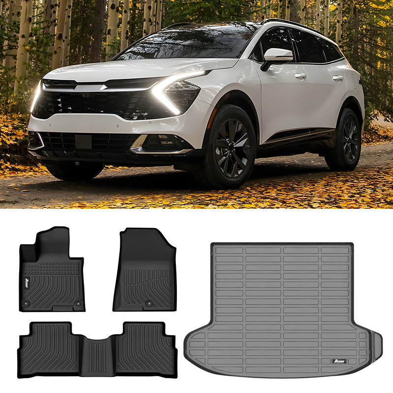 2023-2024 Kia Sportage Hybrid All Weather 3D Floor Mat TPE + Trunk Mat