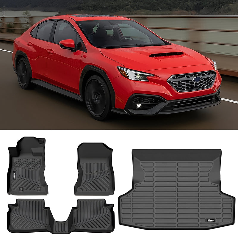 2022-2025 Subaru WRX All Weather 3D Floor Mats Carpets+ Trunk Mat TPE