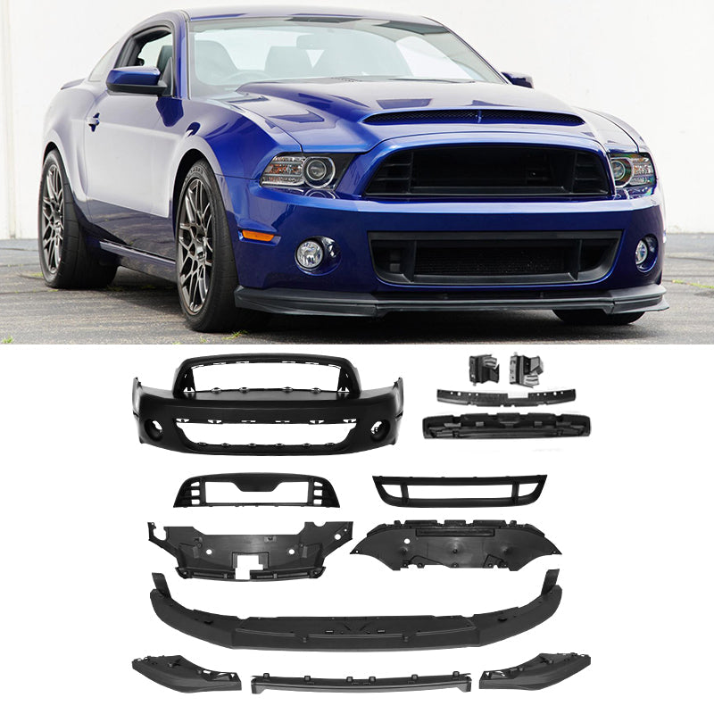 2010-2014 Ford Mustang GT500 Style Front Bumper Cover w/ Grille Lip