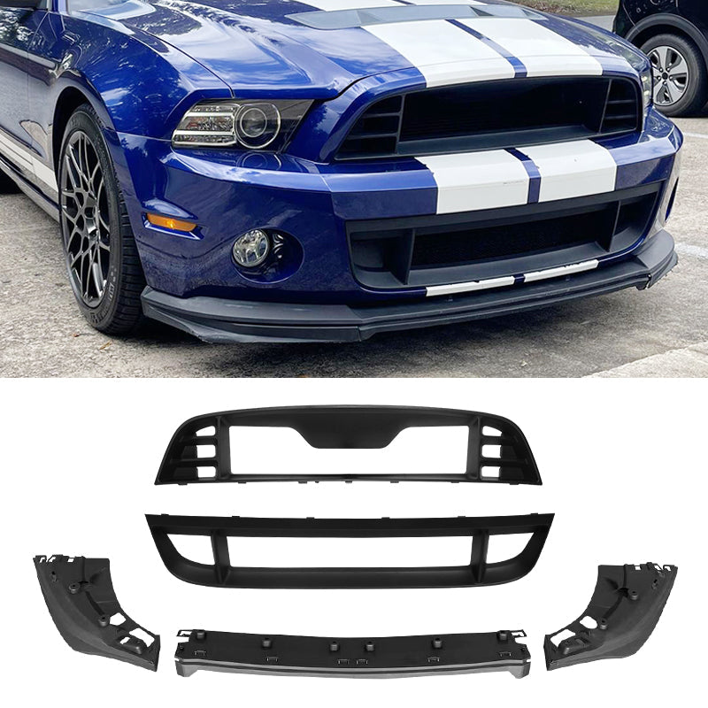 2010-2014 Ford Mustang GT500 Upper Lower Grille + Front Bumper Lip PP