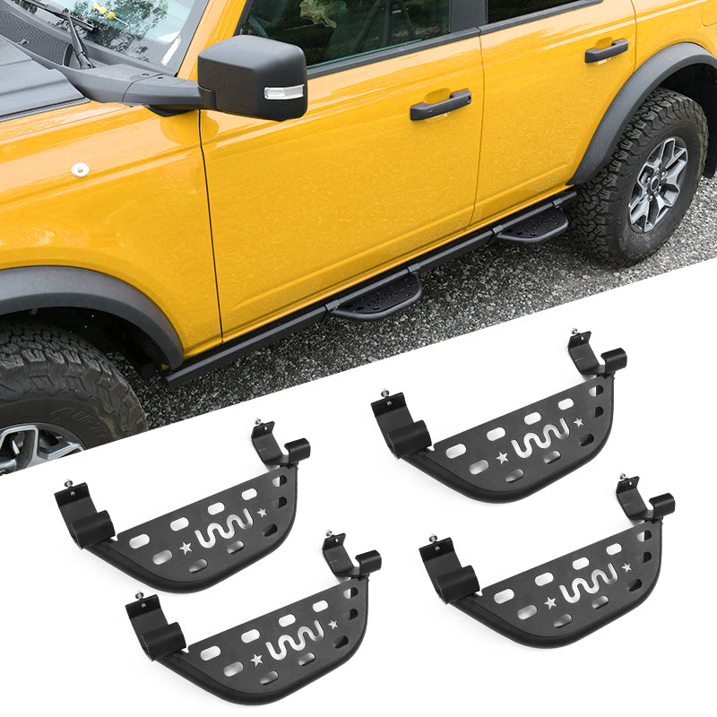 2021-2025 Ford Bronco 4 Door Black Rock Rail Side Step Tungsten Steel