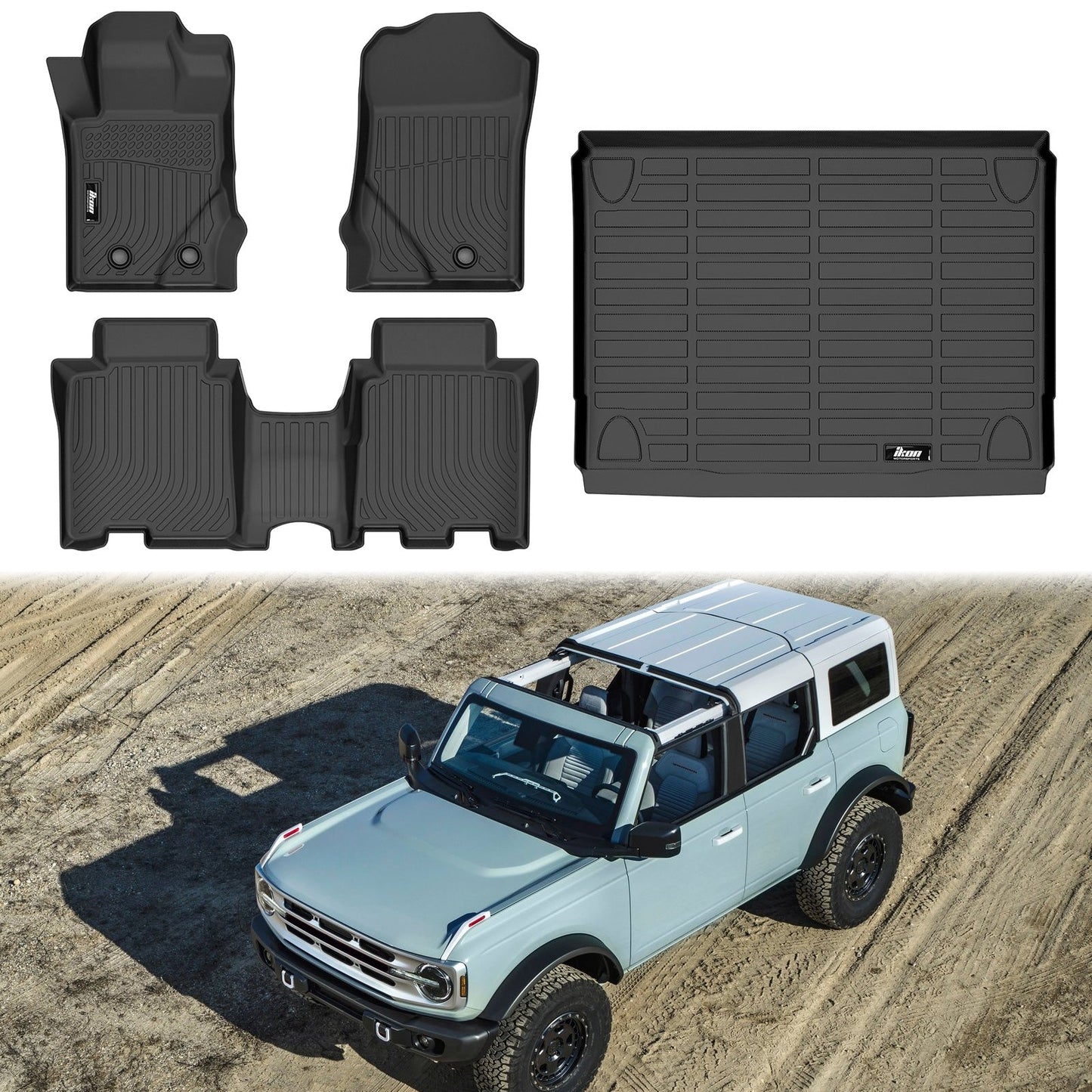 2021-2025 Ford Bronco 4DR All Weather TPE 3D Floor Mat 3PC + Trunk Mat