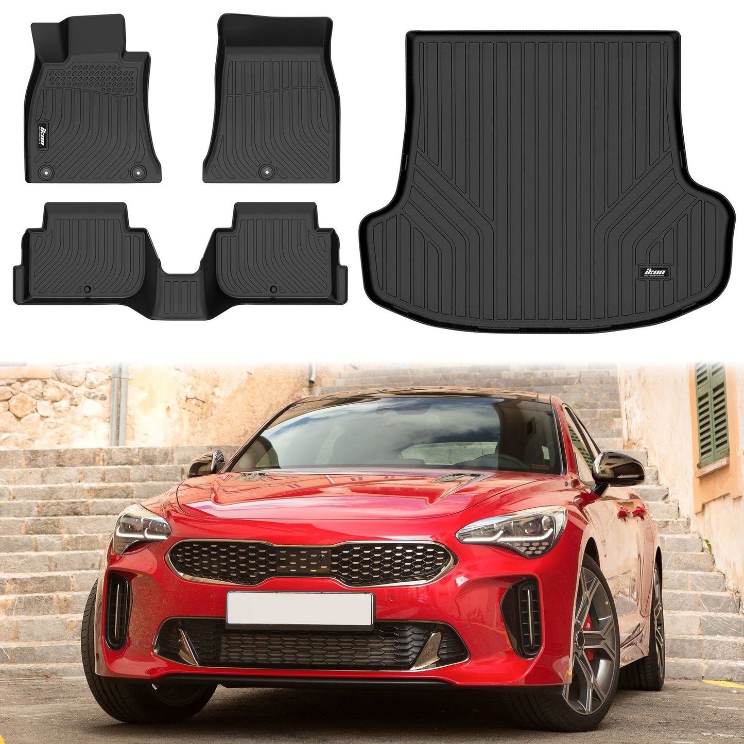 2018-2023 Kia Stinger RWD All Weather TPE 3D Floor Mats + Trunk Mat