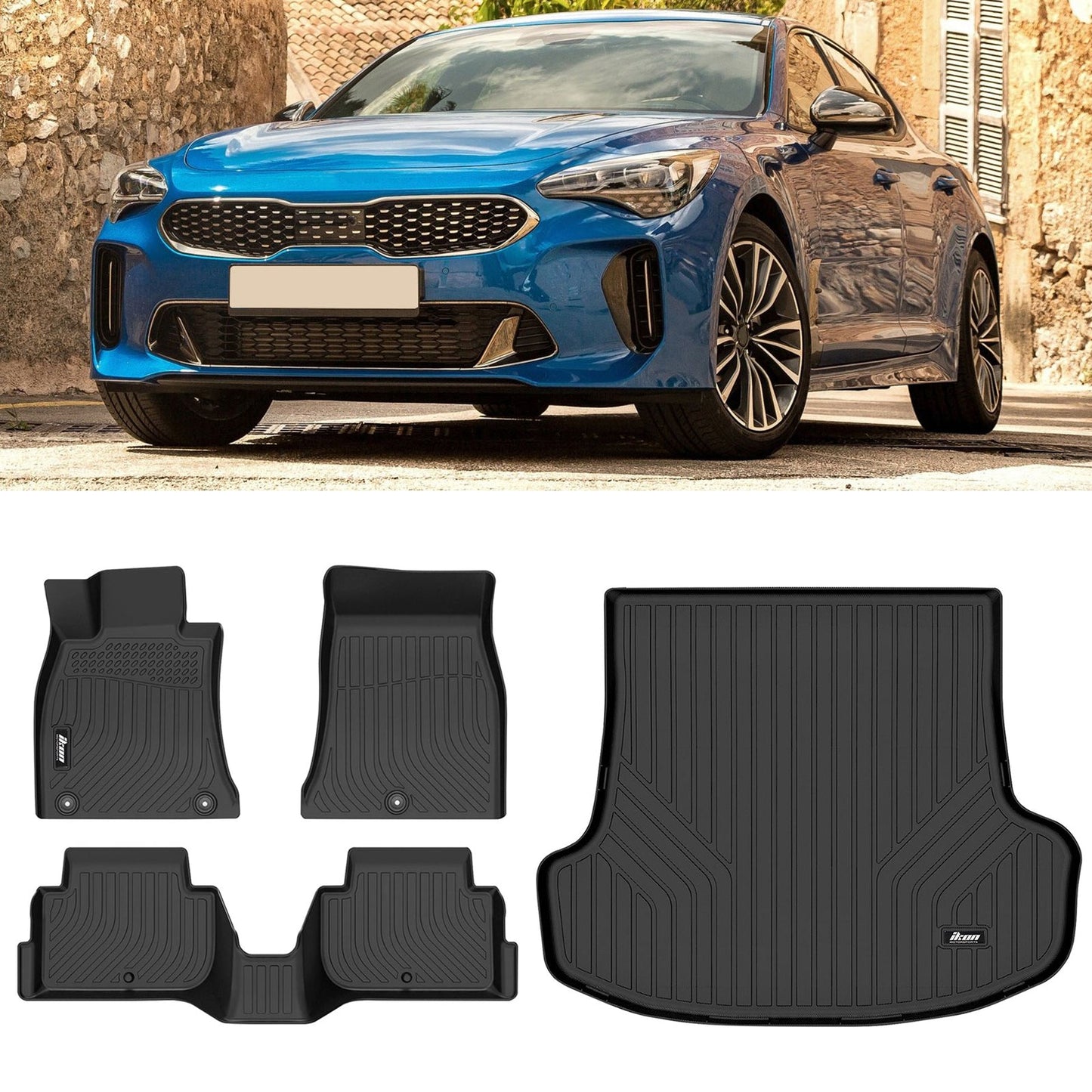 2018-2023 Kia Stinger RWD All Weather TPE 3D Floor Mats + Trunk Mat