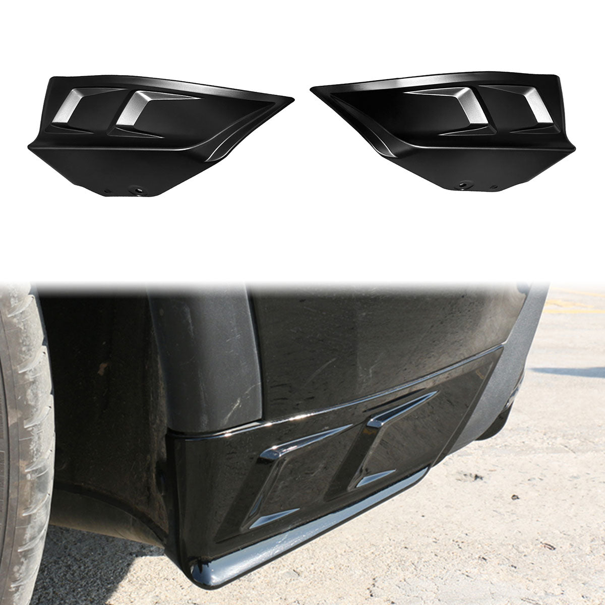 2020-2024 Tesla Y IKON Matte Black Rear Bumper Lip W/ RearÂ Aprons PP