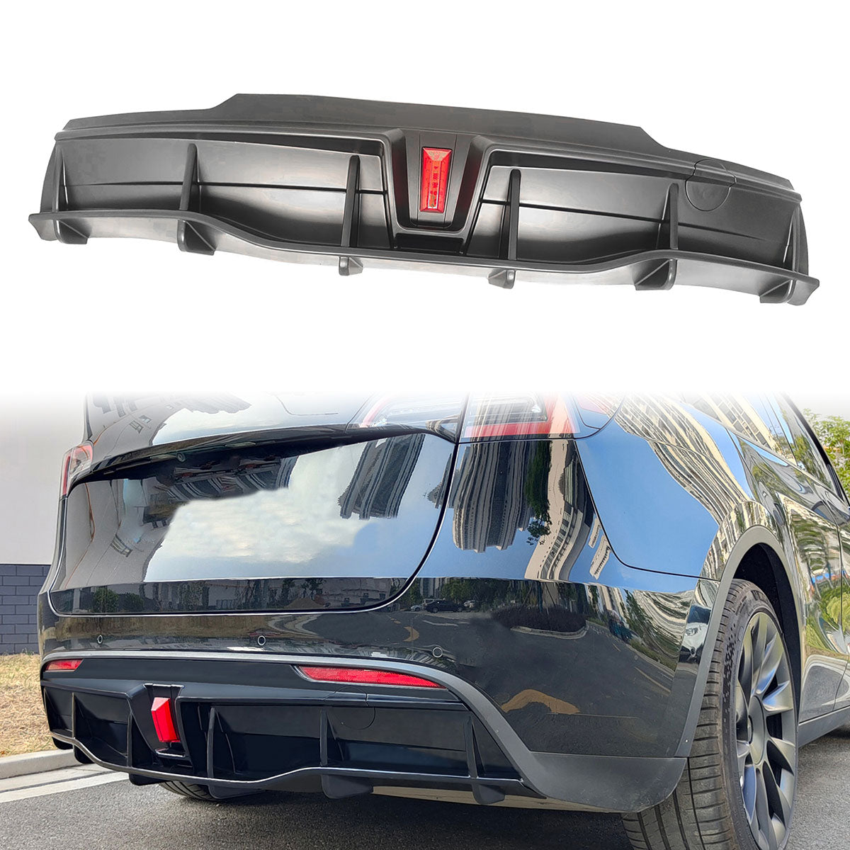 2020-2024 Tesla Y IKON Matte Black Rear Bumper Lip W/ RearÂ Aprons PP